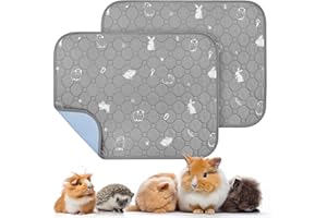 PICK FOR LIFE 2 Packs Guinea Pig Cage Liners - Washable Reusable Pee Pad, Waterproof Fast Absorbent Mat, Non-Slip Bedding for Small Animals - Chinchilla, Rabbit, Hamster, Puppy - 45x60 cm