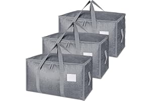 SUNNOW Lot de 3 grands sacs de déménagement de 90 L, sacs de rangement imperméables avec port pour étiquette, grand sac de rangement avec fermeture éclair pour le rangement des vêtements, le