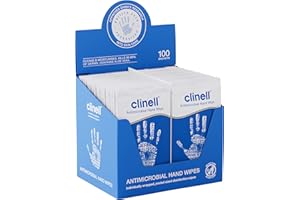 Clinell Antimicrobial Hand Wipes - Pack of 100 Individually Wrapped Sachets - Sanitising Wipes, Ideal for Travel - Dermatologically Tested, Kills 99.99% of Germs