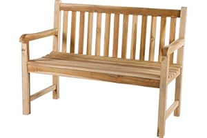 Ambientehome 2 Sitzer Bank Teakholz Gartenbank mit Tablett Teakbank, ca. 120 cm breit