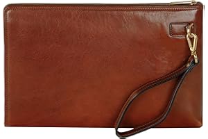 Time Resistance Pochette en cuir pour homme - Organisateur Poignet Sac Mallette - Fait à la main en Italie