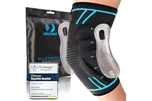 AGILE NOW® Ellenbogenbandage Upgraded stabilisiert & schützt die Gelenke, rutschfeste Tennisarm Bandage mit Curved-Gel-Pads, geeignet für alle Sportarten wie Tennis, Gewichtheben & Golf (L | Blau)