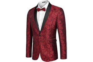 COOFANDY Men's Casual Blazer Paisley Jackets Retro Suit Jacquard Floral Print One Button Stylish Coats Chic Tuxedo Dinner Jacket