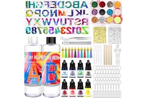 BEYAOBN Epoxidharz Set Anfänger 408 ml, Glasklar Resin harz Gießen Set Mit Epoxidharz Zubehör, Epoxidharz, Farbe, Glitzer DIY Schmuckherstellung für Halskette, Ohrringe, Schlüsselbund