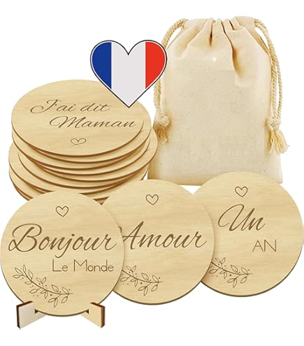 Accessoire Photo Nouveau-né 7 Disques En Bois Souvenirs Bébé - Cartes