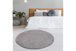 BORING PANDA Living Room Rug - Cosy, Soft and Easy-to-Clean Area Rugs for Bedrooms and Kitchens, (Grey, 120 cm Round)