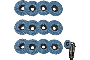 12 stycken slipskivor, 50 mm, lamellskivor, 40/60/80/120 pärlor, kompatibla med 8 V och 12 V vinkelslipare, för polering, slipning och avgradning av trä, metall och rostfritt stål, hållbara