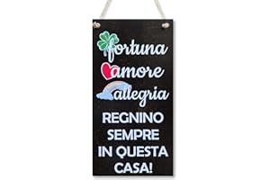 CARISPIBET Fortuna, Amore, Allegria | segni decorativi segni di benvenuto targhe per la decorazione della casa decorazioni interne 30 x 15 cm