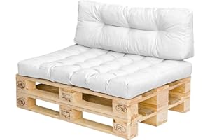 Royal Schneider - Lot de 2 coussins pour palettes - Pour canapé en palette - Coussins d’assise et coussins de dossier - 120 x 80 cm - 500-33 blanc