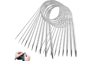 OMZSXK 10 Pezzi Ferri da Maglia circolari 80 cm, Acciaio Inossidabile, Ferri Da Maglia 2/2,5/3/ 3,5/4/ 4,5/5/ 5,5/7/ 8mm, Ferri da maglia ferri circolari per principianti (80 cm/10 pezzi)