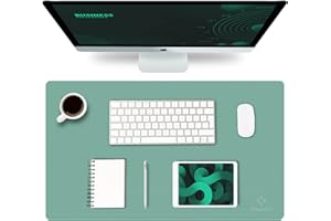 K KNODEL Knodel Podkładka na biurko, mata na biurko, skóra PU, mata na biurko na laptopa, wodoodporna podkładka na biurko, do biura i domu, dwustronna (35 x 60 cm, zielona)