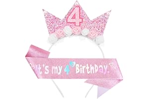 DRESHOW Corona di Fiori di Rosa, Fascia Tiara da Principessa, Cerchietto per Feste di Compleanno, Carnevale