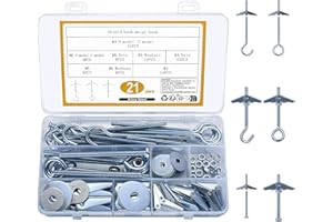 QEAPUG 21 Sets M4 M6 Gancio Soffitto Cartongesso, Gancio Lampadario, Tasselli a Molla per Cartongesso, Tasselli Basculanti con Gancio, Viti a Ginocchiera per Appendere Piante Lampade