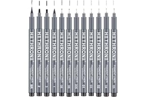 Hethrone Stylos de calligraphie, stylos de lettrage à la main et ensemble de calligraphie noire pour les débutants, écriture, signature, conception d'illustration et dessin (taille 12)