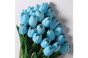 Anaoo 24 Pezzi Bouquet di Tulipani Fiori in Lattice, Fiori Artificiali per Nozze, DIY Feste Natale Decorativi, Matrimoni, Decorazione per la Casa, Effetto Realistico, Blu
