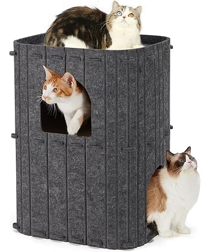 DownyPaws Kattengrot van vilt, 2-verdiepings kattenbed, 50 x 33 x 50 cm