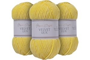 Utopia Crafts Velvet Lux Chenille Super Soft Chunky Yarn for Knitting and Crochet Yarn 3X 100g (Sun Yellow)