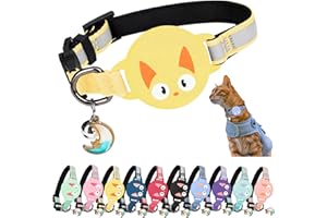 Kittytag Reflective Airtag Cat Collar With Air Tag Holder And Bell, Quick Release, Compatible With Airtag And Iphone, Safe, Adjustable, And Anti-choke Apple Airtag Holder For Cats (Yellow)