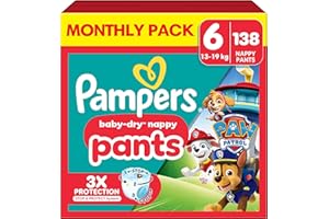 Pampers Baby-Dry Nappy Pants Paw Patrol Edition Size 6, 138 Nappies, 13kg-19kg, Monthly Pack, with Our 360° Pants Fit to Help Prevent Leaks