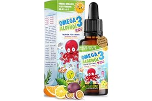 ‎NATURECRAFT Omega-3 KIDS Algenöl PLUS Tropfen für Kinder - 40% DHA & 20% EPA mit Vitamin D3 + K2 + A + E - natürlich süßer Geschmack mit Maracuja-, Orangen- und Zitronenöl - Vegan (20ml = bis zu 4 Monats-Vorrat)