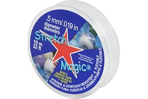 Stretch Magic Elastic Beading Cord – Clear Color, 0.5mm in Diameter, 10-Meter (32 ft) - Easy to Knot, Strong & Stretchy String for Making Beaded Jewelry