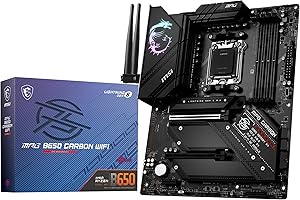 MSI MPG B650 Carbon Wi-FI 6E Carte mère, ATX - pour Processeurs AMD Ryzen 7000, AM5 - VRM 16 Phases, SPS 80A, DDR5 Memory Boost 6600+ MHz/OC, 2 x PCIe 4.0 x16, 1 x M.2 Gen5, 3 x M.2 Gen4
