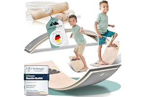 ‎WOLKENGLÜCK WOLKENGLÜCK Balance Board Kinder [80x30cm] - Hochwertiges Balancierbrett mit Fingerschutz - Balanceboard für Kinder inkl. Seil + Anti-Rutsch + Filz - Wobbel Board aus hochwertigem Buchenholz