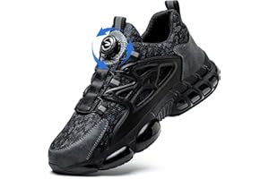 OBIDER Safety Trainers, Safety Shoes for Men Women Steel Toe, Lightweight Breathable Work Trainers Non Slip Air Cushion Work Shoes Swivel Buckle Shoelaces
