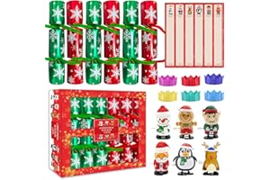 POPOYU Lot de 6 crackers de Noël de luxe avec cadeaux, Noël inhabituel. Crackers de Noël avec jouets à remonter, crackers de Noël pour enfants pour fêtes de famille, cadeaux fantaisie pour enfants