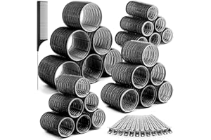 Thrilez 37 PCS Hair Roller with Clips Big Hair Rollers with 4 Different Sizes of 63mm 48mm 36mm 25mm, Hair Curler Roller for Long Medium Short Hair, Hair Rollers for Salon DIY Hairdressing Hairstyling