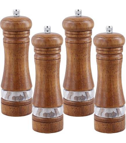 Set 2 Macine Pepe E Sale In Legno Di Quercia Laccato E Acciaio Inox – ADHOC, Meccanismo Ceramico Regolabile, 15 Cm