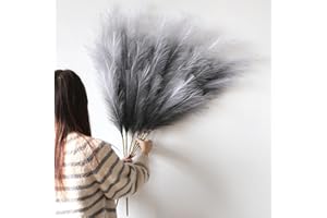 YIYA Decorazione Pampas Secca Grande 6 Pcs 113cm Grigio Pampas Erba Simulata Pampas Erba Pampa Artificiali Fiori per Soggiorno, Casa, Pavimento, Vaso, Decorazione Boemia