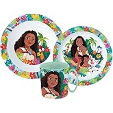 Reusable Tableware Set for Kids Plastic Plates for Nursery Scoula Plate Bowl Cup 350ml Weaning Set for Microwave Vaiana Wow