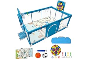 BabyJoy Parque Infantil Bebe 120x180cm - Corralito Bebe Acolchado y Equipado con Diana de Velcro, Canasta, Portería y más accesorios. Parque para Bebes Seguro, Amplio y Divertido