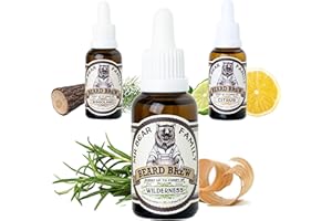 ‎MR BEAR FAMILY Natural Beard Oil for Men – Wilderness Scented Beard Moisturizer Oil – Zawiera odżywczy jojoba + olejek z dzikiej róży + olejek arganowy – nawilżający zmiękczacz do brody dla mężczyzn dla zdrowszego wzrostu włosów 30ml