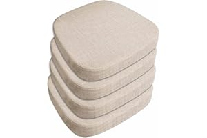 SDNAM Pack de 2/4/6 Cojín para Silla de Comedor de Cocina Oficina con Antideslizante 43X40cm/40X38cm/43X42cm, Cojín de Asiento Suave para Taburete, jardín, Interior, Exterior,Hogar(#5,4pcs 40x38x5cm)