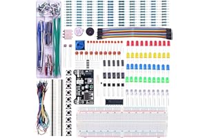 ELEGOO Kit Électronique Mis à Jour avec Module d'alimentation, Câbles Jumpers, Potentiomètre de précision, Plaque de Test 830 Points pour Mega Nano et STM32
