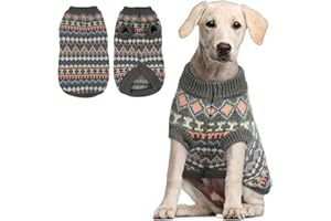 Hjumarayan Jersey Perro Mediano Grande- Precioso Jersey Navidad Perro, Boho Suéter Elástico con Cuello Redondo para Galgo Labrador, Cálido Ropa Dog Sweater de Otoño Invierno (Gris XL)