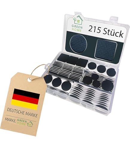 Viltglijders, zelfklevend, zwart, 243 stuks, 5 mm dik (rond en rechthoekig), viltdoppen voor stoelen en meubelglijders, krasbescherming en geluidsdemping
