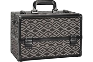 TAYQWIHEVA Maletin de Maquillaje Grande Caja para Maquillaje vacío Maletin de uñas Profesional con Correa para el Hombro Estuche de peluquería Organizador de Maquillaje, Figura geométrica