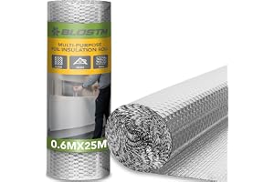 BLOSTM Termisk isoleringsrulle - 25 m x 60 cm reflekterande laminat för radiatorer, 2,4 mm tjock reflekterande panel radiator