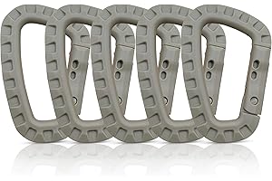 Holesto® Mosquetones de Plástico – 5 Piezas – Mosquetón Táctico Negro con Cierre de Muelle – Mosquetón Grande en Forma de D Molle para Mochila, Camping y Exterior – Carabiner