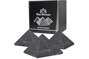 Heka Naturals Piramide di Shungite Non Levigata Pietra Nera Set di 3 | 5 cm – Decorazioni Casa Shungite Pietra Naturale Prodotti - Pietre Chakra Cristalli Curativi Meditazione