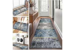 RUXEVNSY Teppich läufer Flur rutschfest Küchenteppich Waschbar 90 x 250 cm Korridor Teppich Lang Fußmatte Flurteppich Modern Küchenläufer Läufer für Eingang Flur Küche Bettvorleger Schlafzimmer Wohnzimmer