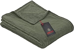 Ibena Kuscheldecke Olbia 130x180 cm - flauschig, warm & waschbar, Fleecedecke Oliv einfarbig
