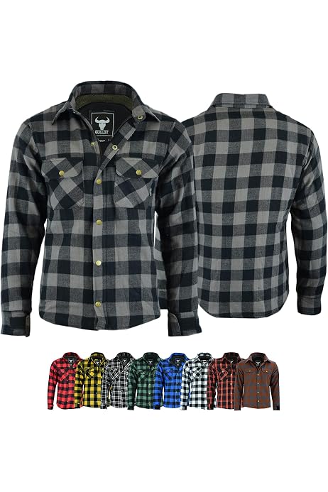 Fox Euro EURO STARS Motorrad- Und Flanell-Holzfällerhemd Mit KEV ARAMID Lumber Biker Jacke Hemd (M, Rot Motorrad Jacke Mit Protektoren