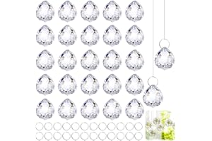 SUNSHINE SMILE 24Pack Kristall Sonnenfänger, 0.94"/24 mm Kristalle zum Aufhängen, Kristalle Deko Anhänger, Lichtfänger für Fenster, Kronleuchter, Feng Shui & Geschenk (Clear)