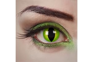 ‎ARICONA KONTAKTLINSEN aricona Kontaktlinsen - Gift-Grüne Kontaktlinsen Motivlinsen Katzenaugen - bunte farbige Kontaktlinsen grün ohne Stärke für Karneval, Fasching, und Kostüm-Partys, 2 Stück