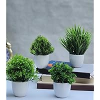 Litleo Bonsai Wild Artificial Plant with Pot (Green, 4 Piece)