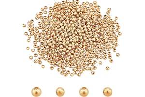 UNICRAFTALE Alrededor de 500 Uds. de Oro 304 cuentas de Acero Inoxidable Espaciador Redondo Cuentas de Metal Pequeñas Cuentas Suaves para Hacer Joyas de Aproximadamente 3 mm de Diámetro.